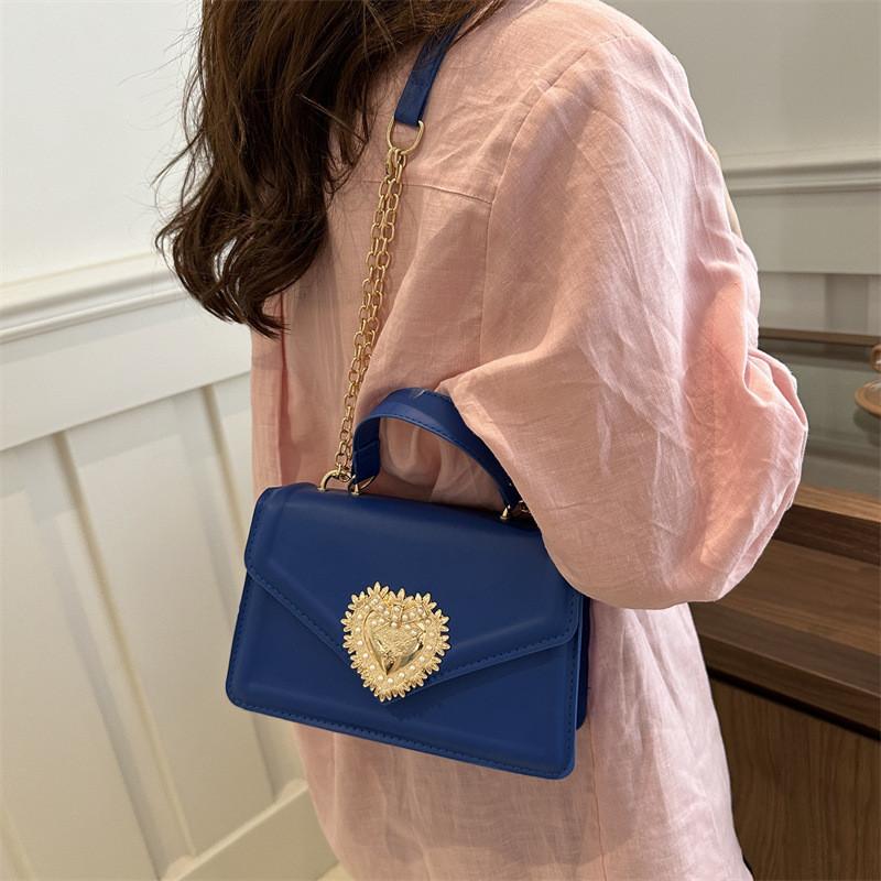 Шикарная женская сумка через плечо из искусственной кожи, модная сумка-кроссбоди с цепочкой и замком, 2024