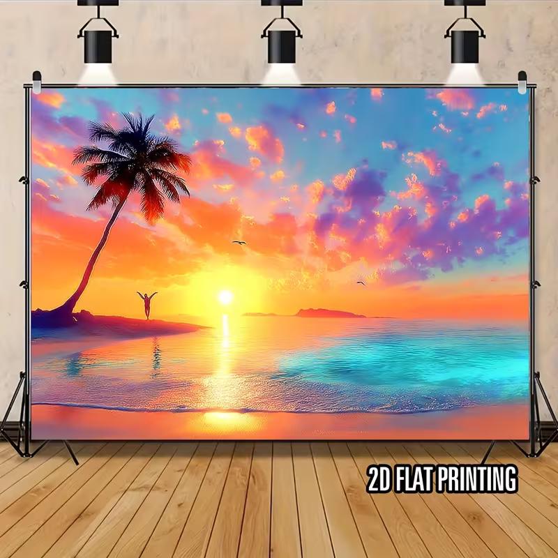 2D Pink Purple Cloud Seaside Flying Seagull Tropical Holiday Wall Tapestry