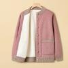 Female Mother and Wife Autumn and Winter Clothes Plus Fleece Top 70-year-old Grandma Cardigan Jacket Middle-aged and Elderly Sweater Jacket