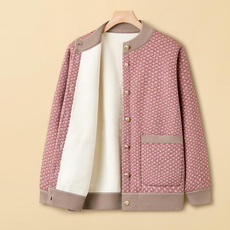 Женская Мать и Жена Одежда Осень и Зима Плюс Флисовый Топ 70-летняя Бабушка Кардиган Куртка Среднего и Пожилого возраста Свитер Куртка