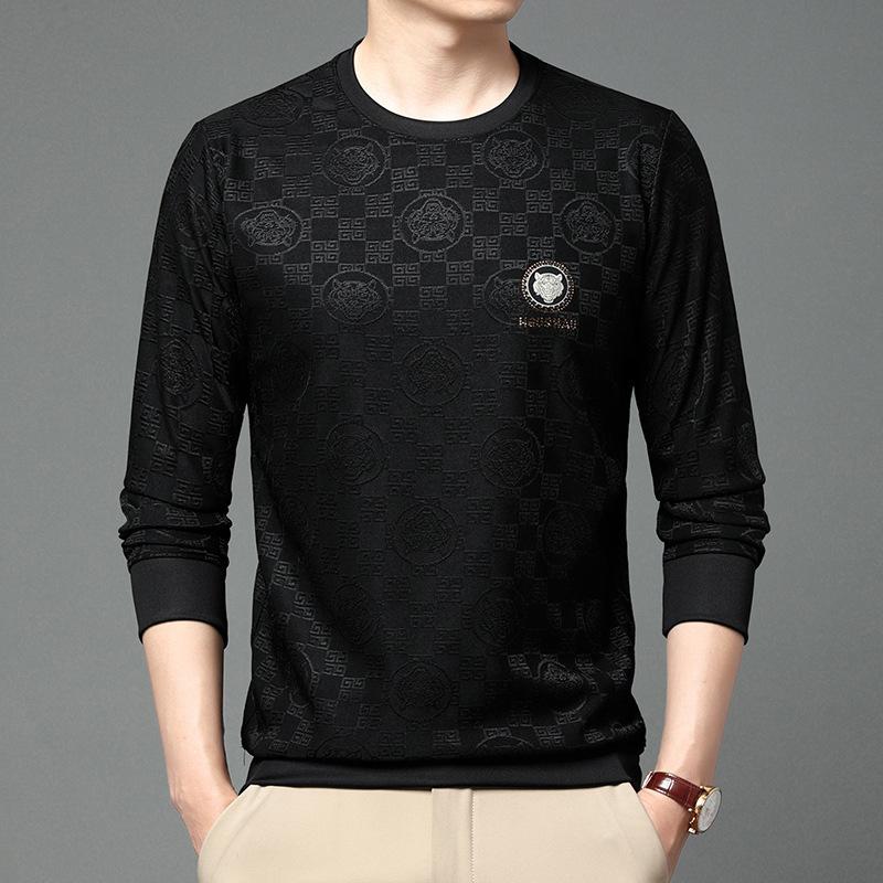Spring and Autumn Men's Long-sleeved Round Neck Sweatshirt, Fashionable and Casual Hot Diamond Inner Layer, Men's Base Layer