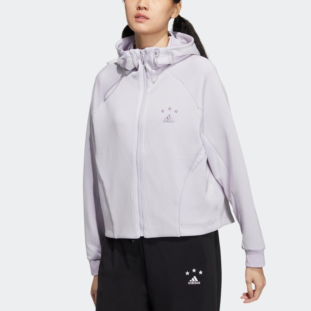 Adidas Куртка с капюшоном и длинными рукавами с логотипом, женская верхняя одежда, светло-фиолетовая HY2817