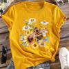 Women Summer T Shirt Retro Fashion Short Sleeve Tees Casual Honeybee Printed  Tops