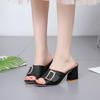 Fashion Open Toe Slides Woman Slippers Sandals Shoes for Women Khaki Heeled Rubber Job Outside Sandal Chic and Elegant Clappers