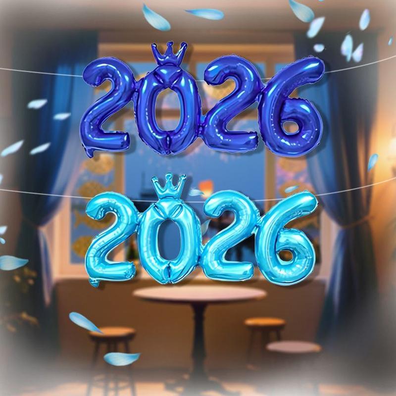 Фольгированные шары-цифры 2026 с короной, соединенные цифры, для украшения вечеринки в честь Нового года, принадлежности для празднования выпускного, дня рождения 2026