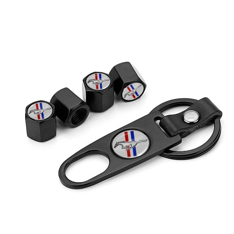 BLOD4 Car Tire Wheel Valve Caps Cover Suede Car Key Chain Ring Keychain for Ford focus Fiesta EcoSport ESCORT ranger Car Accessories
