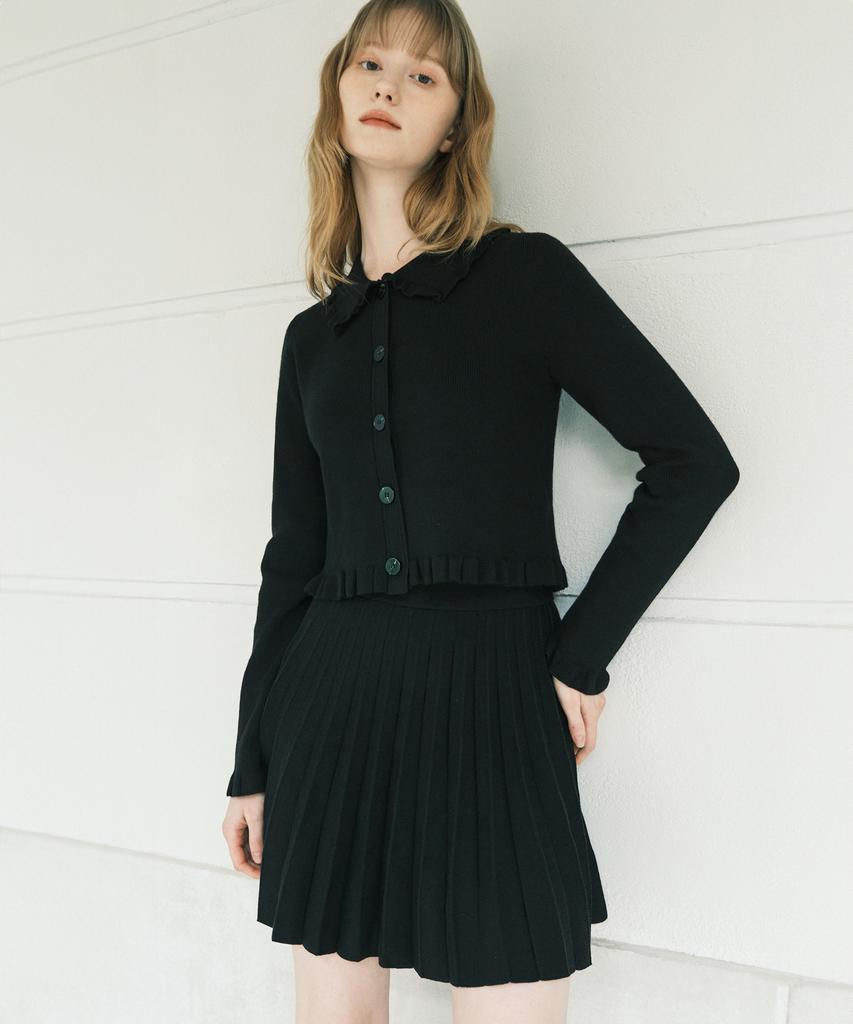 Basica Pleated Knit Skirt (Black)