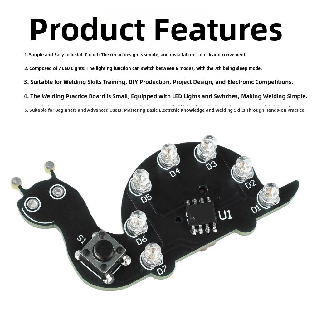 7 LEDs LED Shell Flow Light Kit Educational Electronic Soldering Kit  For Beginners