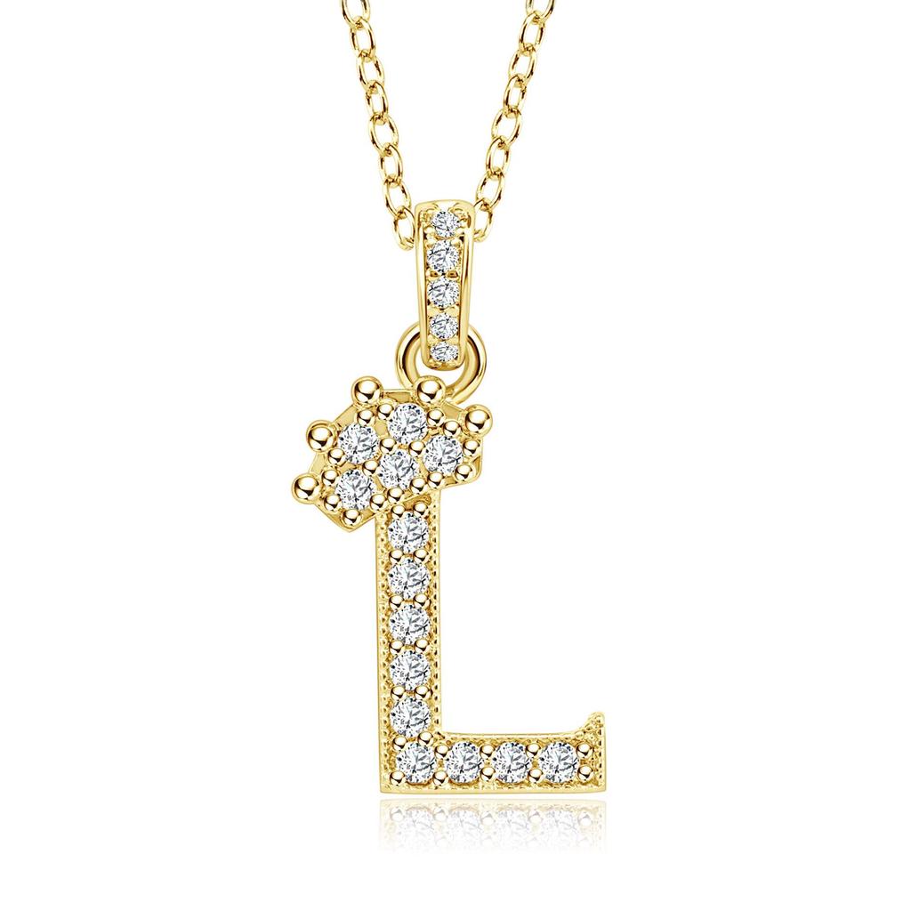 Gold-Plated Zircon Crown Letter Pendant Necklace - Women's Versatile Choker