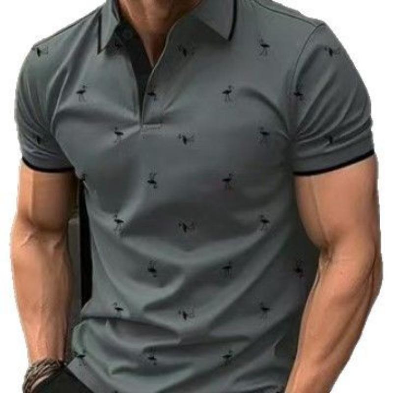 Men's Polo Shirts Short Sleeve Print Golf Shirts Fashion Casual Beach Collared T-Shirts