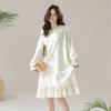 Spring and Summer Women's Nightgown Pure Cotton Pull Frame Pure Cotton Mid-length Skirt Fat Mm Plus Size Nightgown