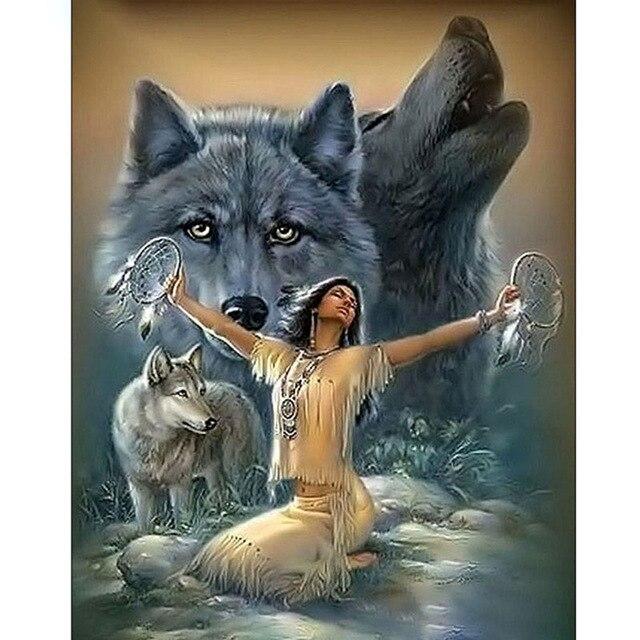 5D DIY алмазная живопись волк горный хрусталь мозаика полный круглый/квадратный дрель алмазная вышивка животные Ловец снов подарок ручной работы