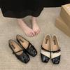 Fashion French Shallow Single Shoe Women's 2025 Spring Autumn New Evening Flat Shoe Square Head Mixed Black Mary Sandals Polyurethane So