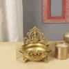 Brass Ethnic Carved Ganesha Design 7 Inches Brass Urli Decor Bowl, Golden, Urli Bowl for Home Decor