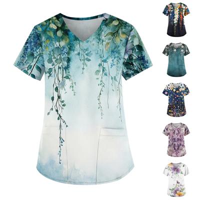 Женские модные повседневные топы с v-образным вырезом и защитная спецодежда с принтом