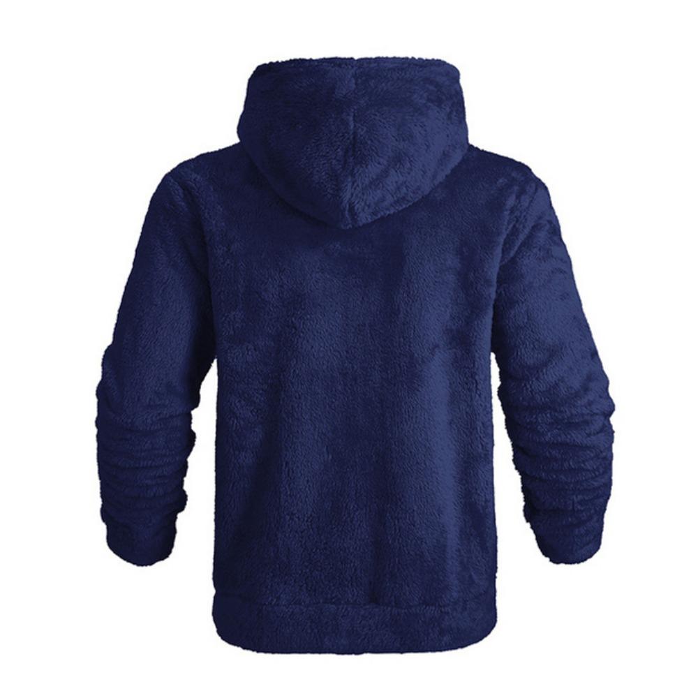 2025 Американский стиль Осень/Зима Куртка Мужская Толстая Теплая Двусторонняя Флисовая Куртка Свободный Кардиган на Молнии Повседневная Куртка с Капюшоном