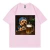 Yorkie Drinking Beer Funny Meme Graphic T Shirts Summer Casual 100cotton Short Sleeve Tshirts Unisex Unisex Fashion Oneck Tshirt