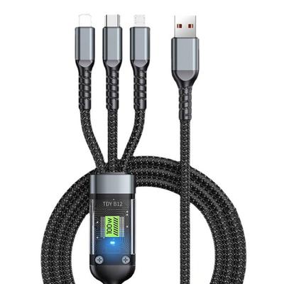 3 в 1 USB-кабель для зарядки Micro Usb Type C 66 Вт, разветвительный шнур, быстрая зарядка, несколько кабелей для передачи данных с прозрачным экраном