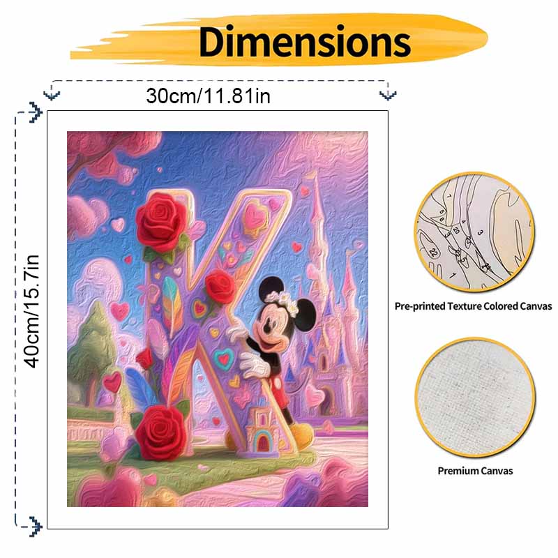 Disney Набор для рисования маслом, картина с Микки, буква К, Замок с розами, ручная работа, DIY, настенное украшение для дома, креативный подарок, настенное искусство