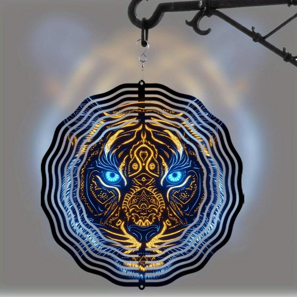 10-дюймовый колокольчик ветра на тему тигра для сада, патио, элегантный уличный декор, подвесное произведение искусства, подарок для друзей, весна, лето, светящийся