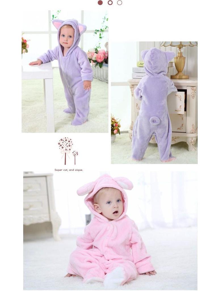 Flannel Baby Romper: Cartoon Bear, Cat, Rabbit, Sheep Onesie for Spring and Autumn