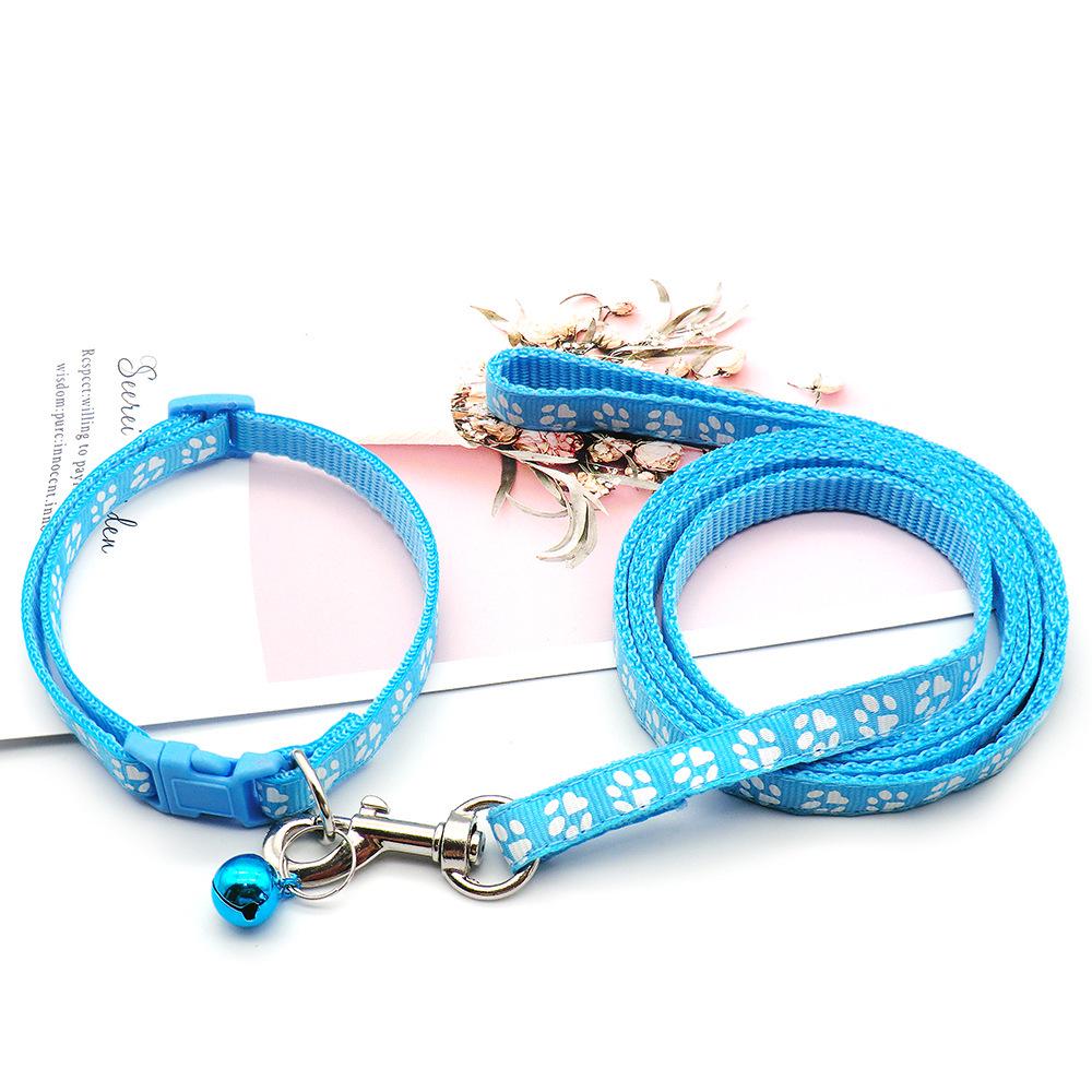 Colorful Pet Leash & Paw Print Collar Set for Dogs and Cats