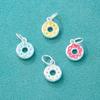 D321 Enamel Holiday Fun Charm 925 Sterling Silver DIY Pendant Pure Silver Donut Shape Charms Diy