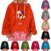 Women's Christmas Print Loose Casual Long Sleeve Hooded Sweatshirt