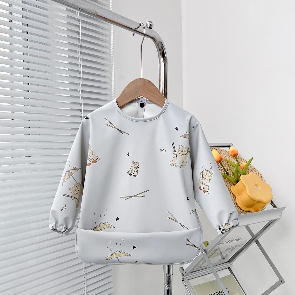 Reversible Waterproof Baby Smock & Bib - Denmark Painting Apron & Food Catcher Coverall