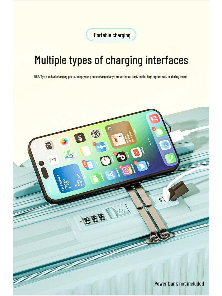 Large Capacity Student Travel Suitcase with Universal Wheels and Combination Lock