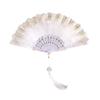 Lolita Feather Folding Fan Sweet Fairy Girl Dark Gothic Court Dance Hand Fan Pendant Photography Props Wedding Party Decor