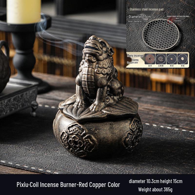 Zen Pagoda Black Pottery Ceramic Coil Incense Burner - Aromatherapy Holder for Home and Office