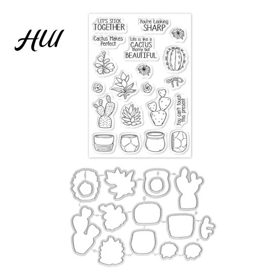 Embossing And Cutting Dies Cactus Silicone Stamp Set, Transparent Clear & Metal Reusable Die Cuts for Card Making, Scrapbooking, Journaling, DIY Craft