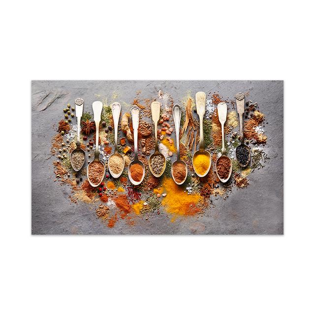 Nordic Modern Spoon Grains Spices Posters and Prints Kitchen Wall Art Canvas Painting Picture for Living Room Cuadros