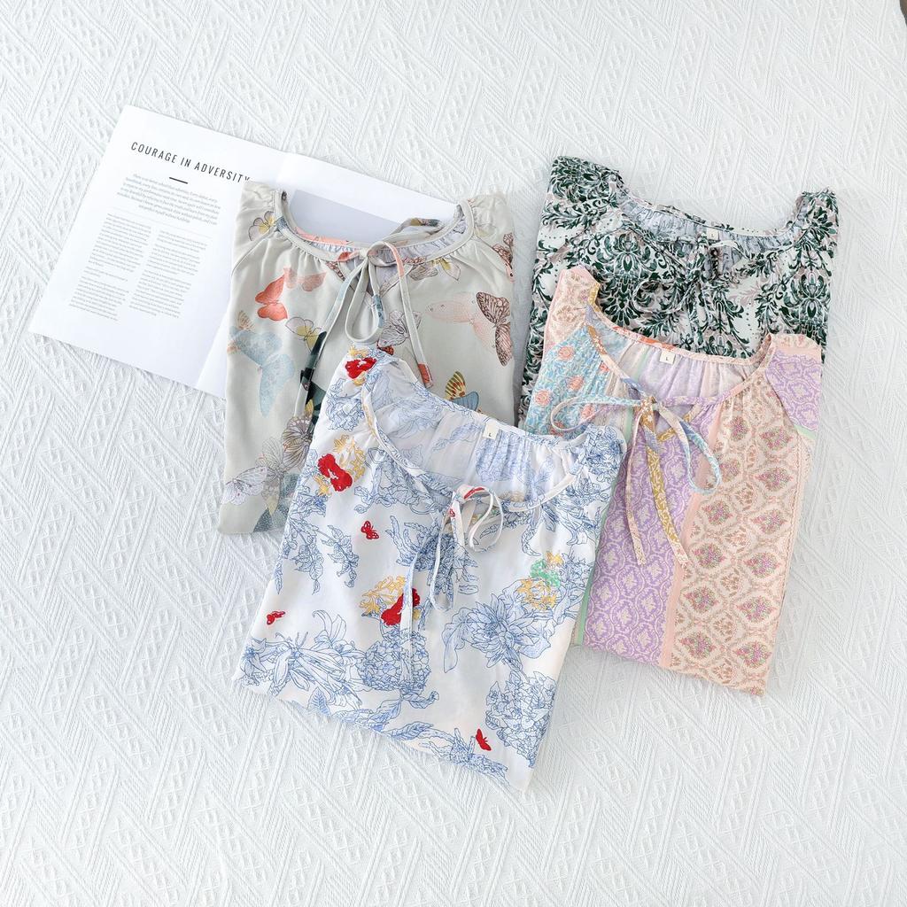 Летняя ночная рубашка с длинными рукавами, женская ночная рубашка в стиле бохо, пляжная ночная рубашка, длинная юбка, большой размер, свободная домашняя одежда