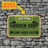 Индивидуальная металлическая табличка с курицей Декор в стиле фермерского дома Персонализированная табличка с именем Искусство для амбара
