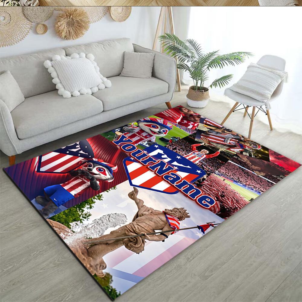 Atletico Madrid Customizable Name Carpet Suitable for Foyer Balcony Bedrooms Game Room Anti-slip Rug Office home decor Spiritual Gift