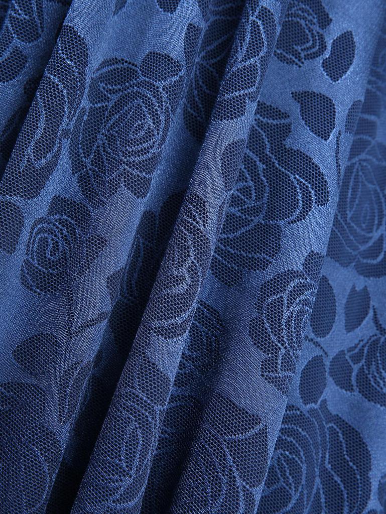 Rosegal Большой размер Роза Цветок Сетка Шнуровка Панель Асимметричные Расклешенные Рукава Холодное Плечо Топ