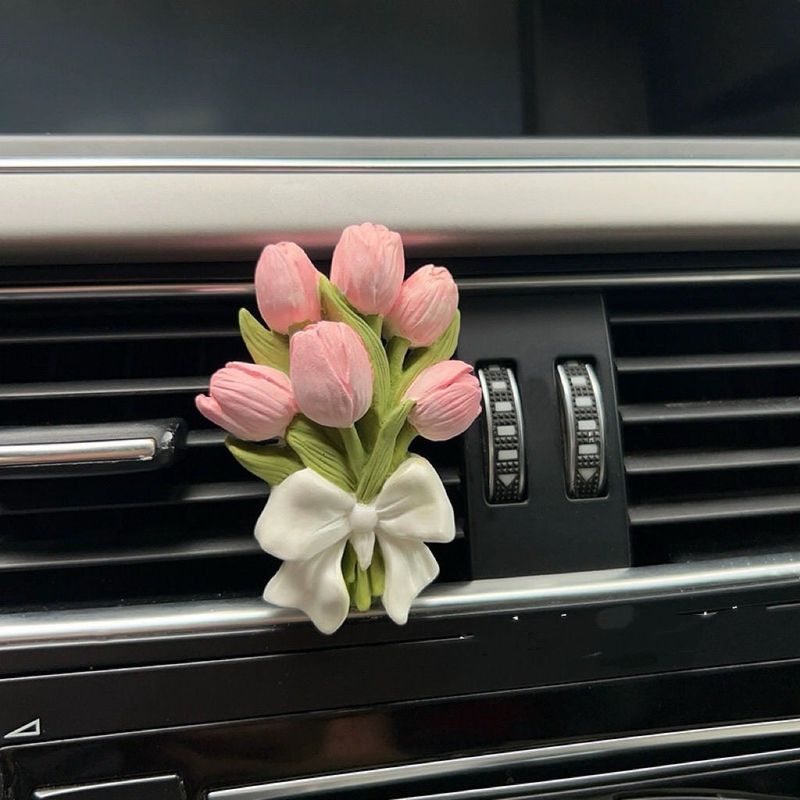 Tulip Car Fragrance Diffuser Stone with a High-End Floral Design for Car Air Vent Decoration and Interior Ornament
