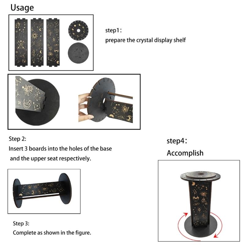 Rotating Crystal Display Stand, 360Degree Rotatable Base, Zodiac Sign Wood Pendulum Holder for Home and Office Decors