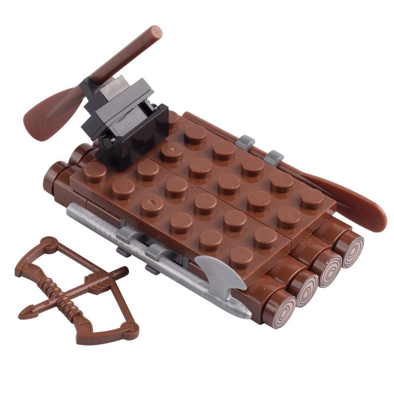 MOC Средневековые военные строительные блоки солдаты фигурки аксессуары костер палатка транспорт повозка боевой конь оружие кирпичи игрушка