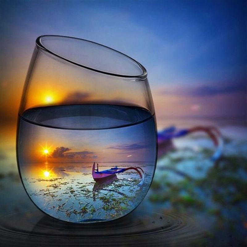 Алмазная вышивка, чашка, алмазная живопись, закат, полная дрель, квадратная мозаика, художественный пейзаж, картина со стразами, домашний декор