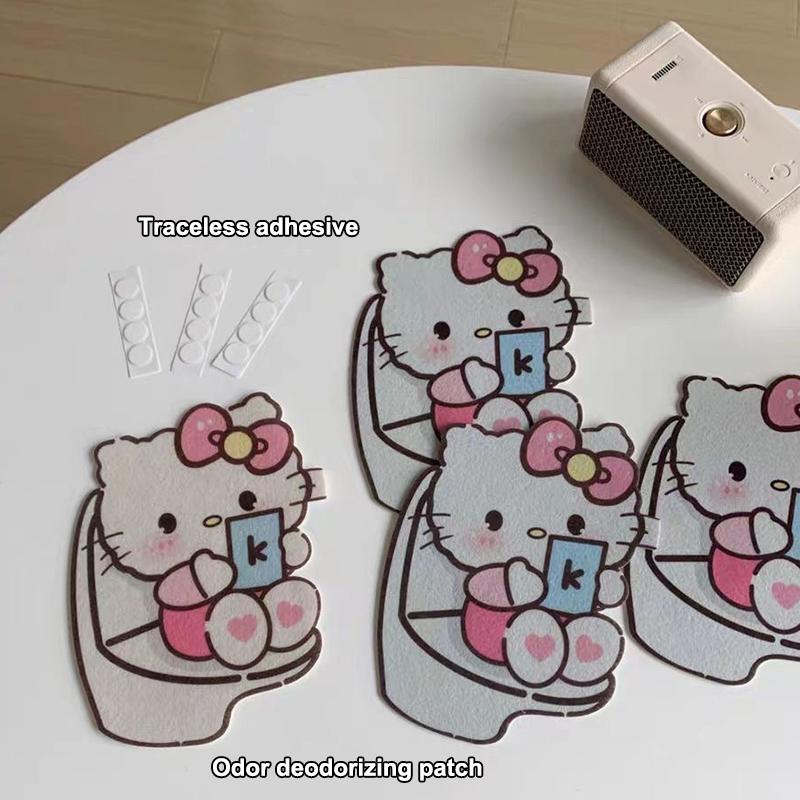 2 шт. Милые наклейки-дезодоранты Hello Kitty для туалета Мультяшный котенок Самоклеящиеся ароматные наклейки Ванная комната Кухня Туалет Аромат