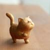 Cute Cat Sculpture Hand-carved Animal Figurine Desk Decoration Wooden Cat Statue  Desktop