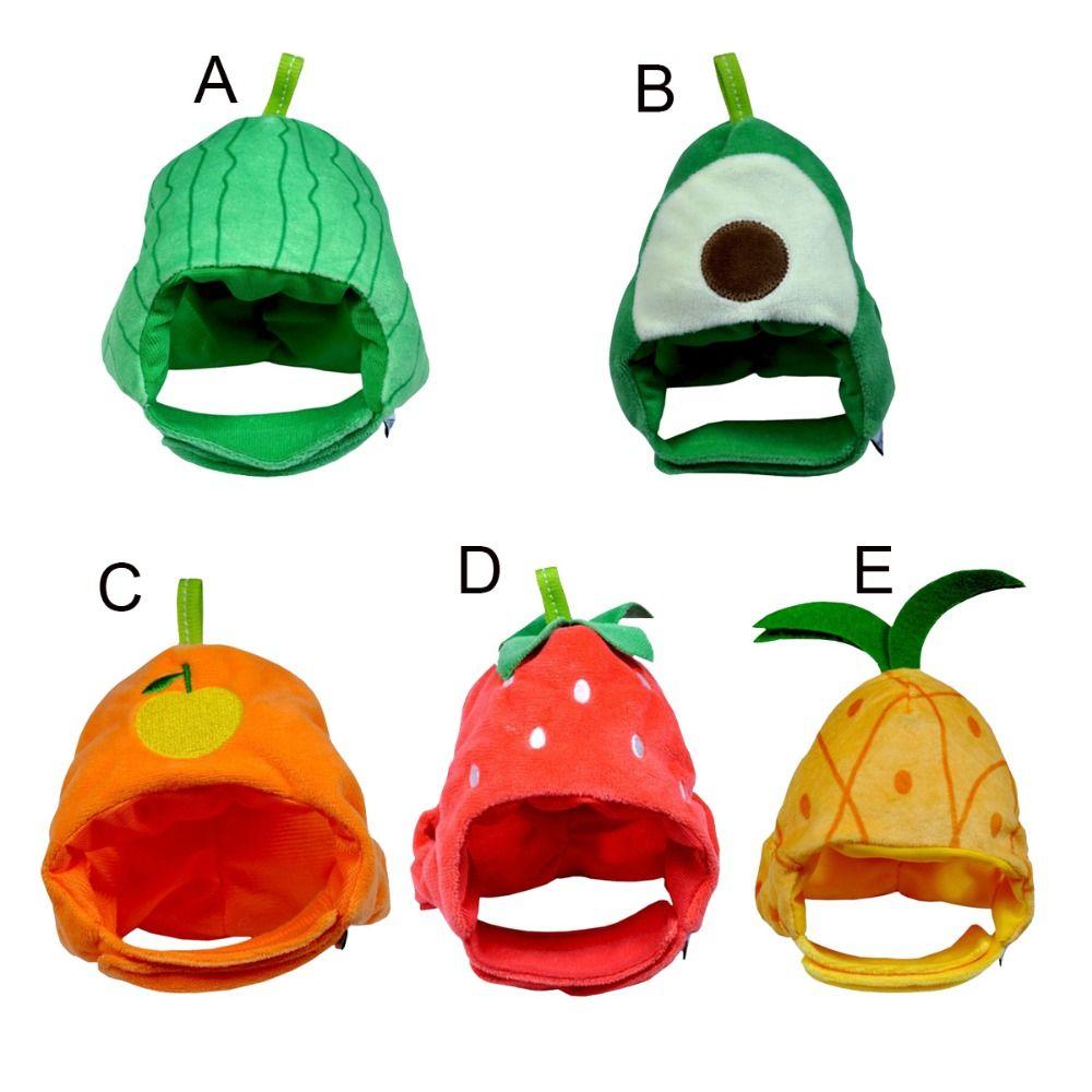 Funny Watermelon Cat Hat Orange Shape Soft Dog Cosplay Hat Avocado Comfortable Pet Accessories For New Year Party