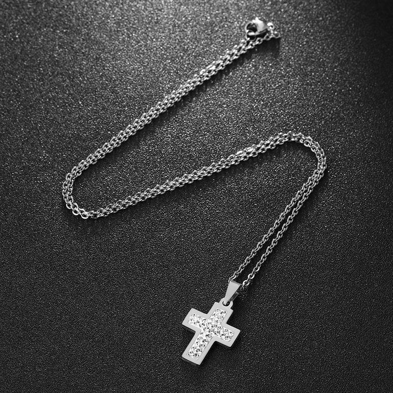 Fashion Small Jesus Cross Pendants Female Gold Color Stainless Steel Christian Necklace For Women Religious Jewelry Gift