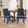 Rayon Cloth Flocking Linen Dining Chairs Channel Kitchen Dinner Chair Comfy Fabric Upholstered Accent Chair for Dining Room with Curved Solid Wood