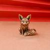 1PC Vintage Brass Fox Figurine - Elegant Desk Ornament for Office, Solid Copper Tea Pet Craft