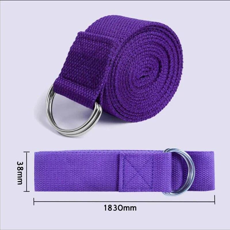 1Pc Yoga Strap For Yoga Pilates Ballet Dance With Adjustable D-Ring Buckle Cotton Yoga Belt For Fitness Daily Stretching