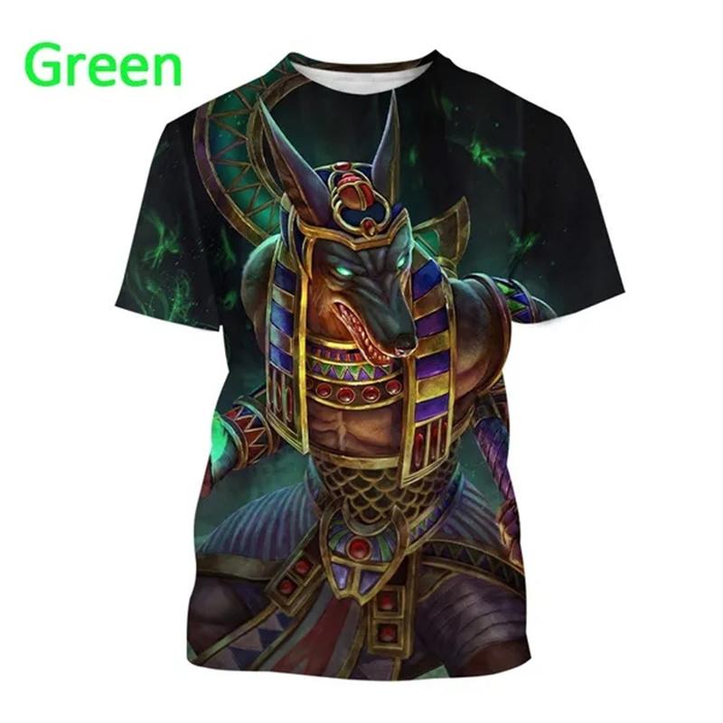 Футболка с 3D принтом Grim Reaper Anubis, древнеегипетский глаз Бога Египта, фараон, модная футболка в стиле Харадзюку с круглым вырезом и коротким рукавом